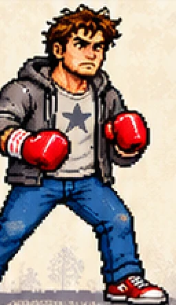 Joe Public in his hoodie with red gloves on